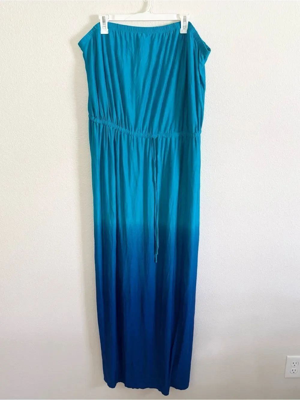 NWT Old Navy Aqua & Blue Ombre Strapless Tube Maxi Dress Size XXL Stretchy